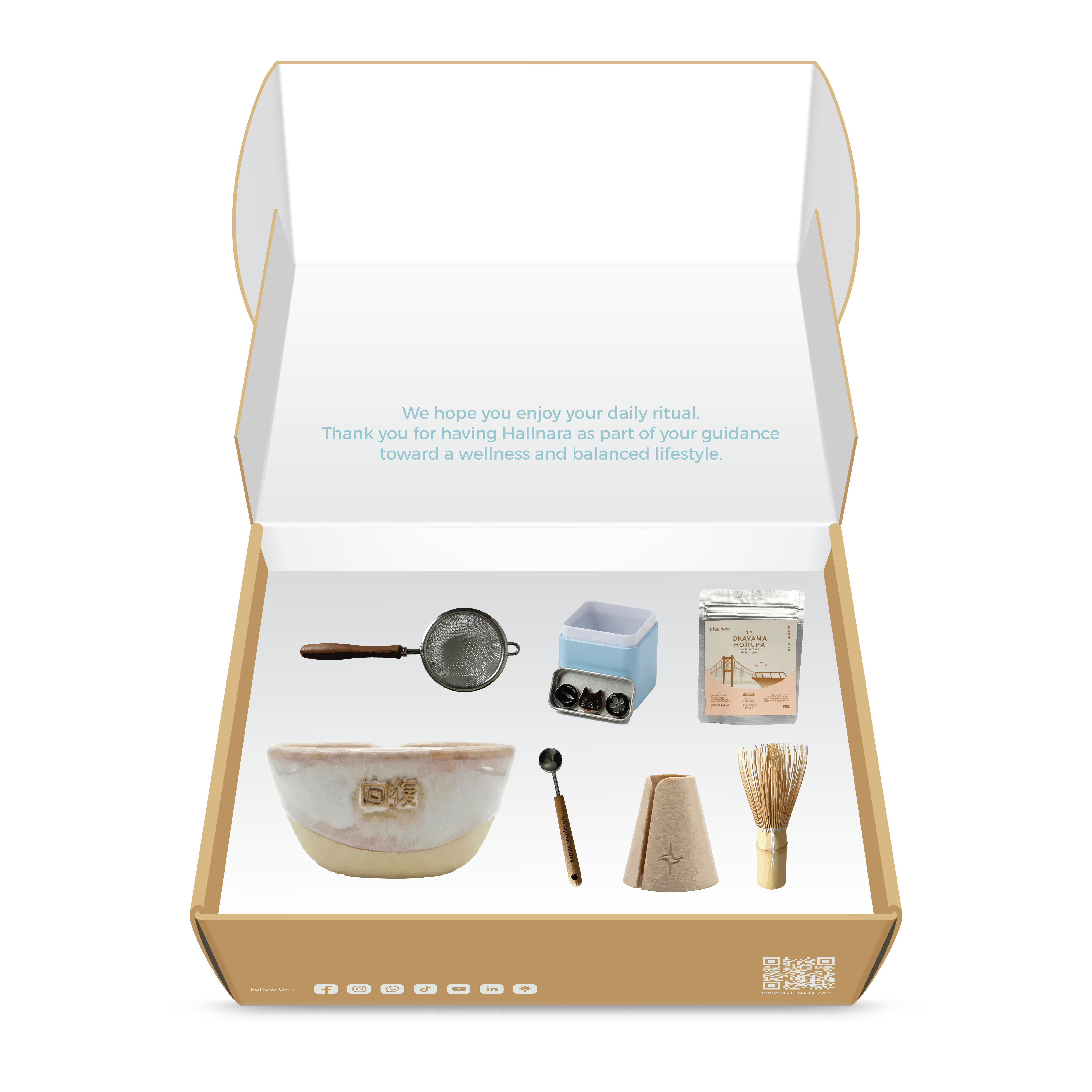 Okayama Hojicha full giftset with crafted Chawan